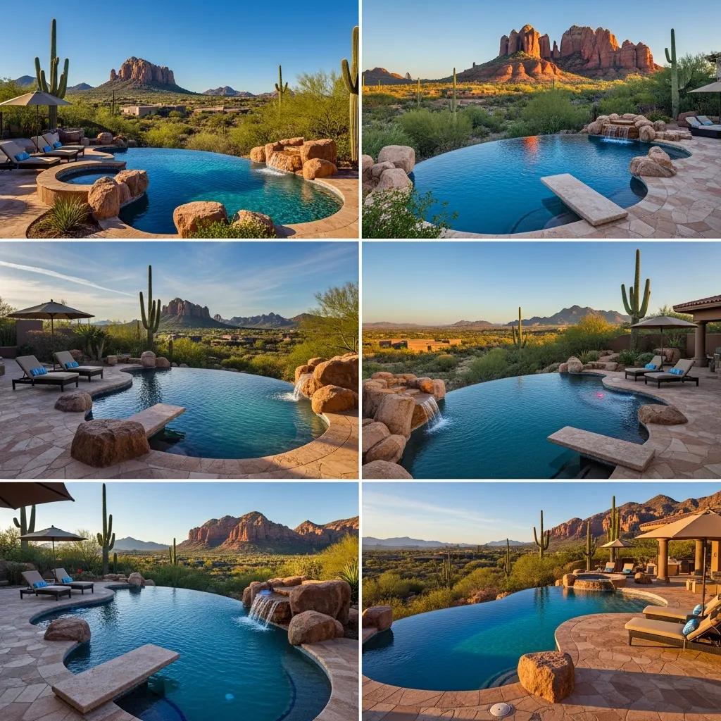 Examples of stunning infinity edge pools designed by Arizona builders
