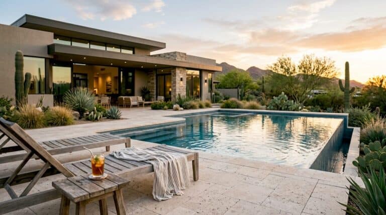 Minimalist luxury pool in Phoenix desert setting