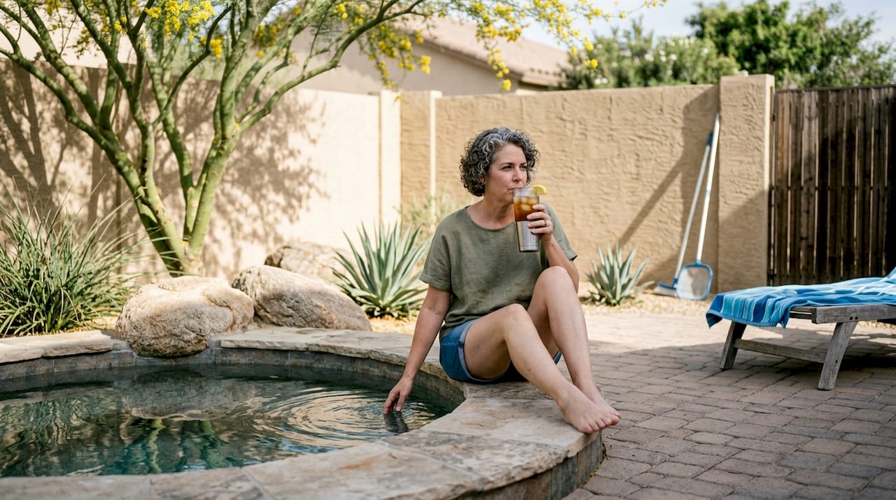 Phoenix homeowner enjoying custom backyard spa