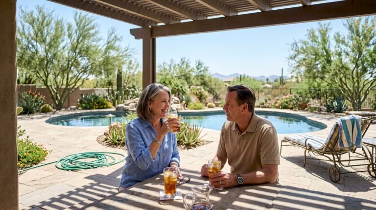 Luxury backyard oasis with pergola and pool