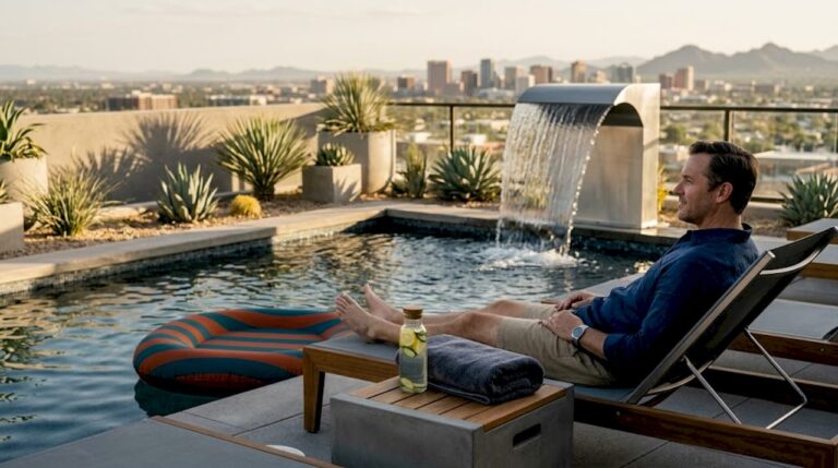 Phoenix backyard pool with running water feature