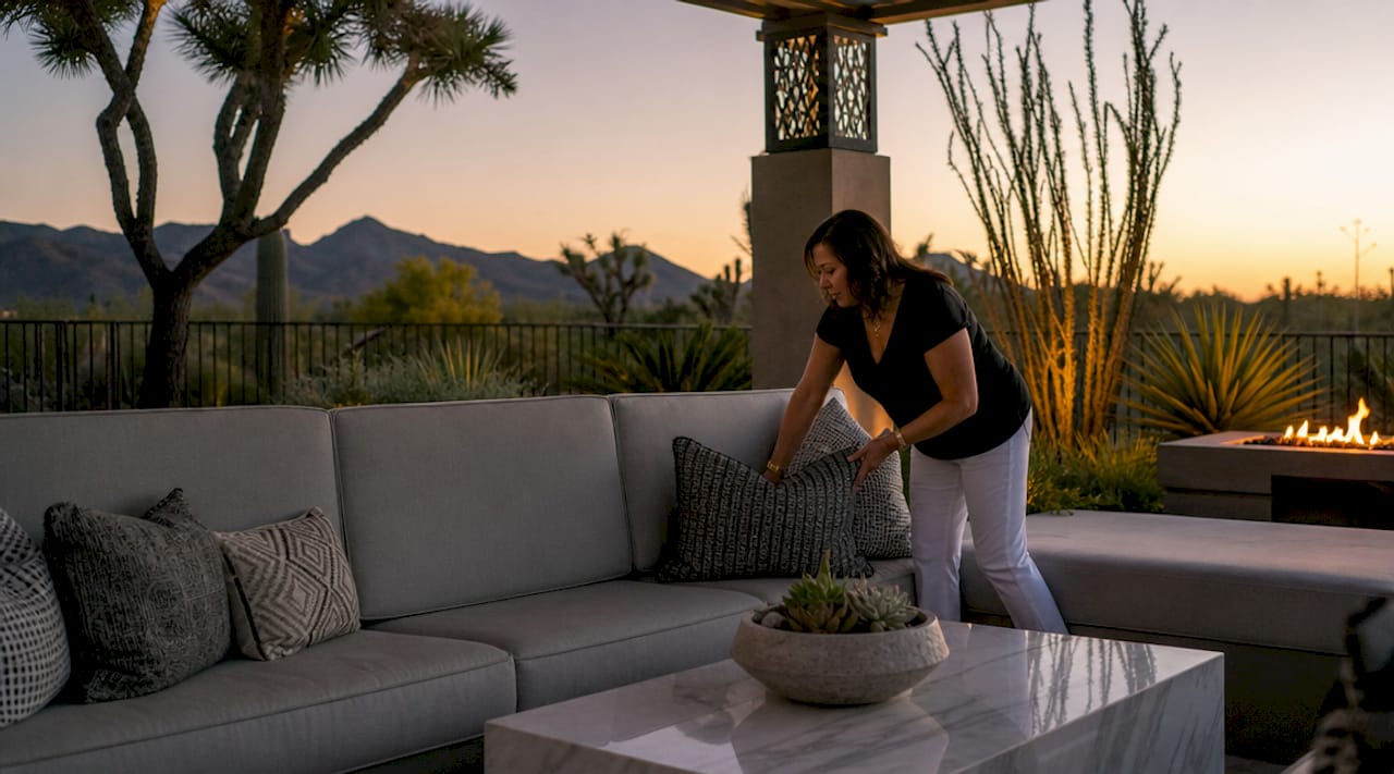 Luxury outdoor living area in Scottsdale backyard