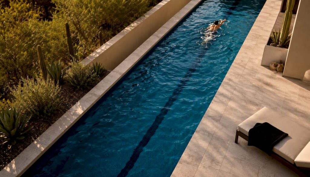 Cropped lap pool emphasizing swimming length